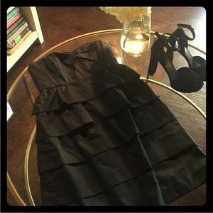 Jcrew strapless tiered dress, black size 2